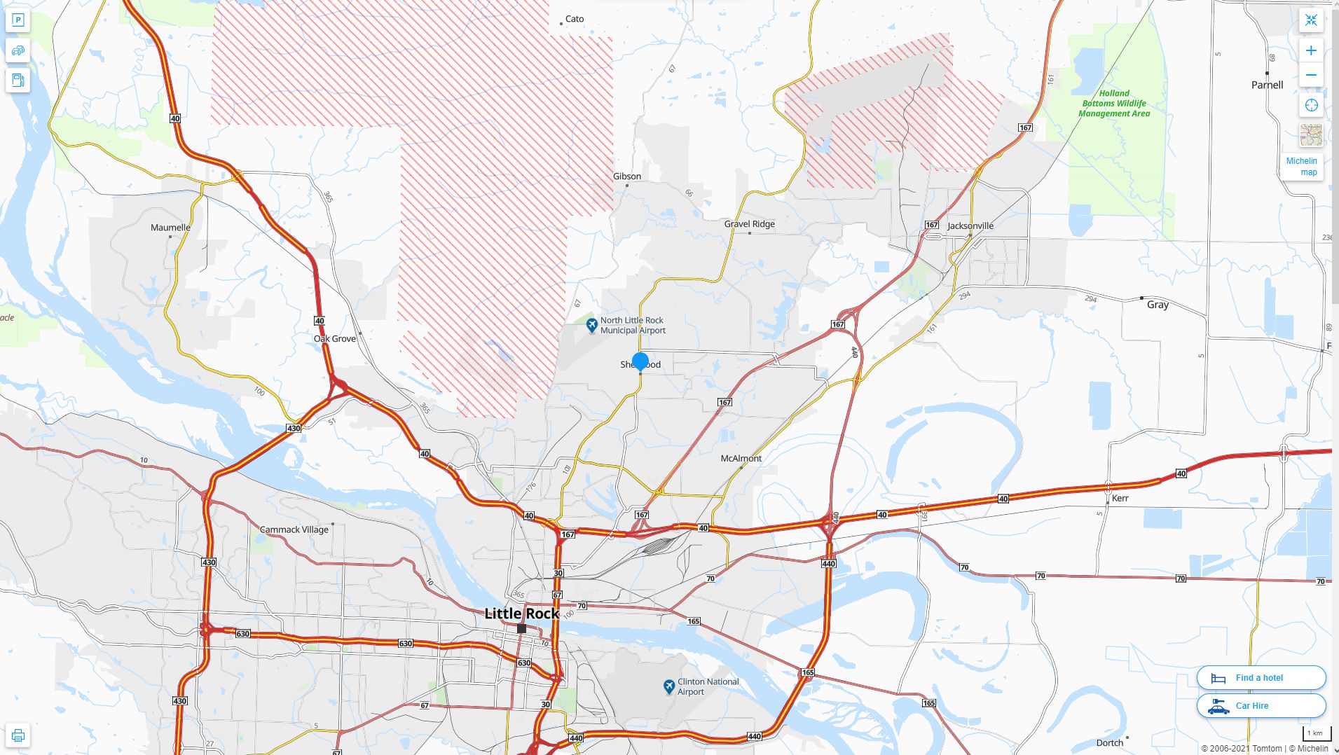 Sherwood Arkansas Highway and Road Map
